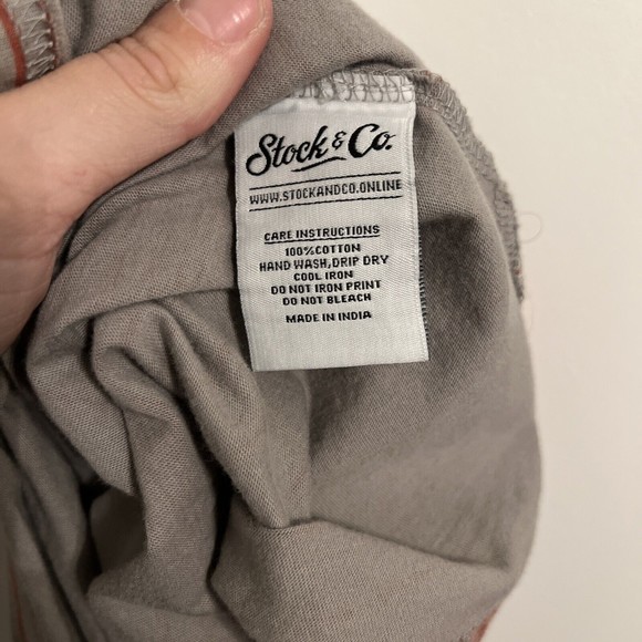 Stock & Co. Grey And Pink Striped Crew Neck T-shirt Womens Medium 100% Cotton - Picture 5 of 5